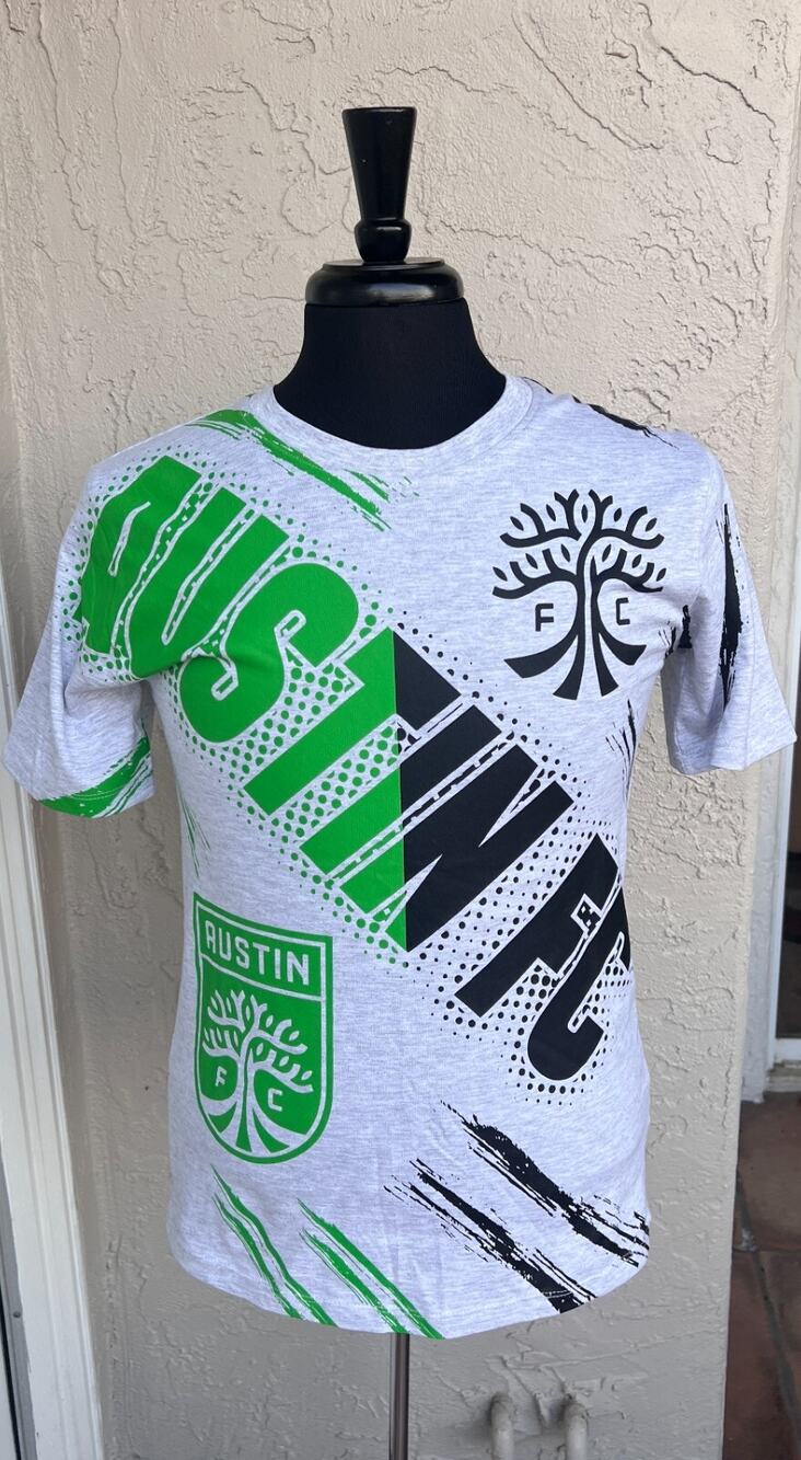 MLS Austin FC Boys Size 14/16 Large Gray Cotton T-Shirt NWOT Youth Soccer Tee